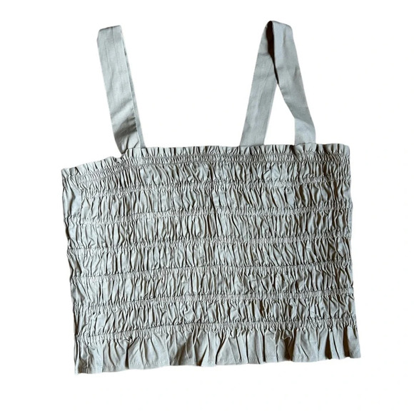 J. Crew Smocked Crop Tank Top Women’s Size Small NWT Tan Nude - Picture 4 of 13